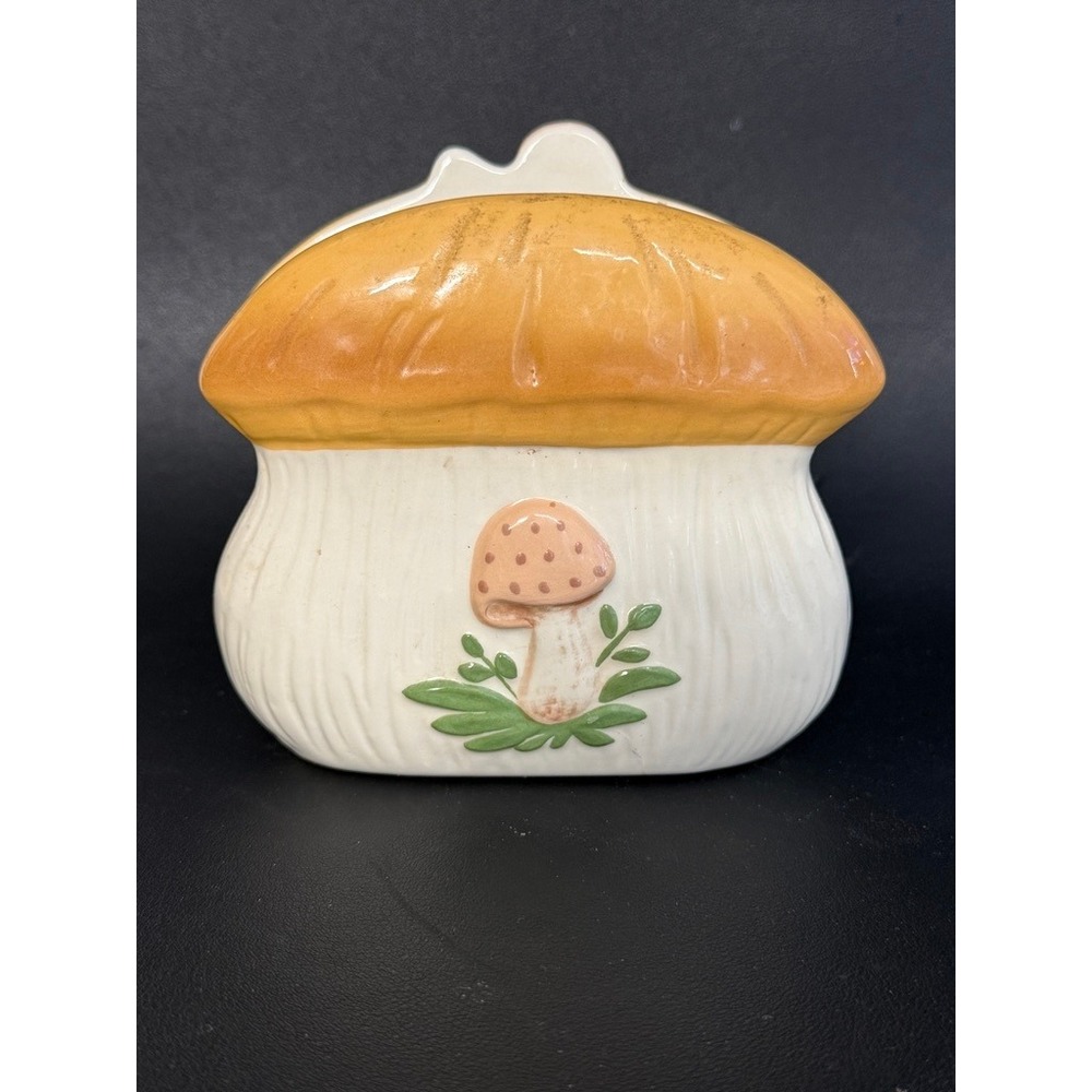 Vintage Ceramic Mushroom Napkin Holder Retro Cottagecore Kitchen - Picture 4 of 11
